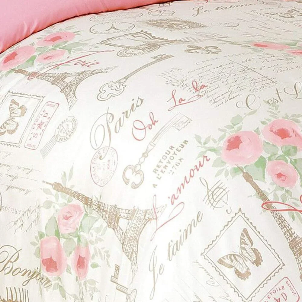 Paris Comforter Set 5-Piece White City of Romance Microfiber King Comforter Set